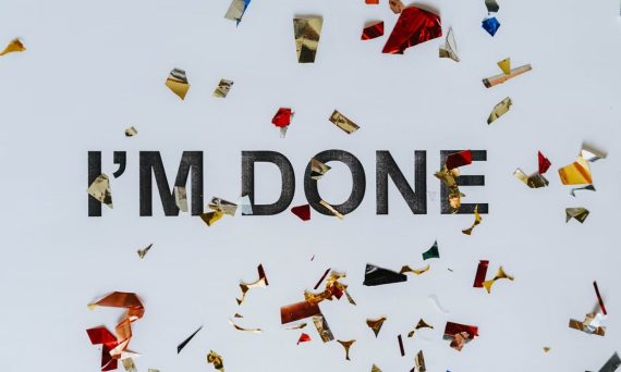 Confetti scattered with the text 'I'm Done', symbolizing celebration and accomplishment.